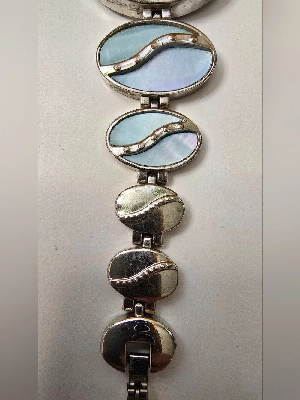 Women's Silver-Tone Bracelet Watch with Light Blue Inlays